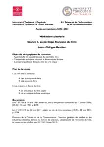 Université Toulouse 1 Capitole Université Toulouse III – Paul Sabatier L3, Sciences de l’information et de la communication