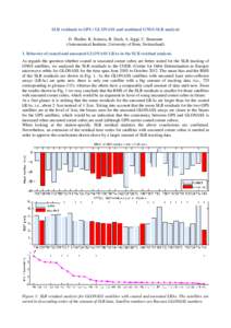 SLR residuals to GPS / GLONASS and combined GNSS-SLR analysis D. Thaller, K. Sośnica, R. Dach, A. Jäggi, C. Baumann (Astronomical Institute, University of Bern, Switzerland) 1. Behavior of coated and uncoated GLONASS L