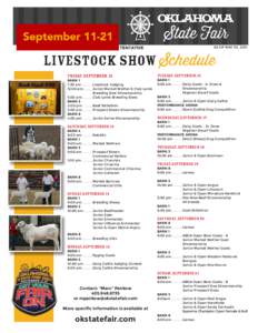 TENTATIVE  AS OF MAY 30, 2014 LIVESTOCK SHOW Schedule Friday, September 12