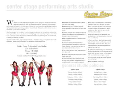 center stage performing arts studio  W elcome to Center Stage Performing Arts Studio, recognized as The Dance Awards’ National Studio of the Year! We’re a performing arts studio that trains versatile,