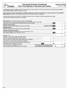 Provincial Amounts Transferred From Your Spouse or Common-Law Partner Schedule ON(S2) T1 General – 2009