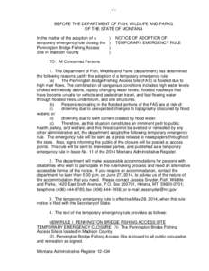 Adoption Notice of Emergency Rule – (F-9) – Sample