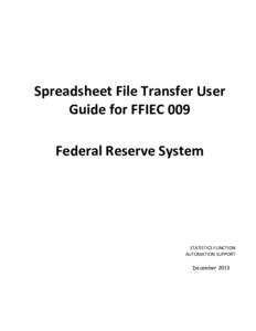 Spreadsheet File Transfer User Guide for FFIEC 009