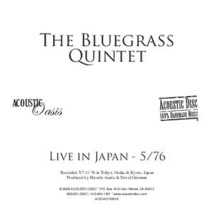 The Bluegrass Quintet ACOUSTIC Oasis Live in Japan