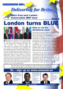 News from your London Conservative MEP team Summer[removed]London turns BLUE