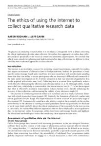 Research Ethics ReviewVol 2, No 3, 92–97 Received 2 June 2006, accepted 20 July 2006 © The Association of Research Ethics CommitteesOriginal paper