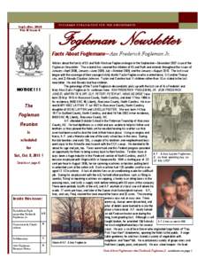FOGLEMAN PUBLICATION FOR THE DESCENDANTS  Sept.—Dec. 2010