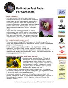 Pollination Fast Facts For Gardeners Thank you Pollinator Week 2010