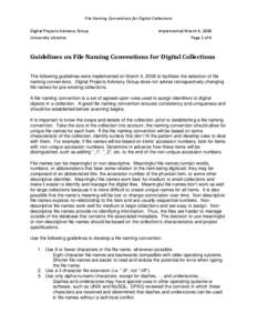 Guidelines on File Naming Conventions for Digital Collections