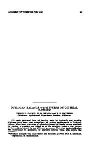 Nitrogen Balance with Steers on Oil-Meal Rations