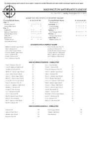 For awards purposes, each county is its own region - except that counties followed by the same number are grouped together as one region.  JANUARY 2015 HIGH SCHOOL SCORE REPORT SUMMARY County/School Name Clark - 1