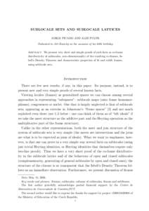 SUBLOCALE SETS AND SUBLOCALE LATTICES ˇ PULTR JORGE PICADO AND ALES Dedicated to Jiˇr´ı Rosick´y on the occasion of his 60th birthday Abstract. We present very short and simple proofs of such facts as co-frame distr