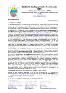 Deutsche Stratigraphische Kommission (DSK) im Deutschen Nationalkomitee (DNK) für die Internationale Union der Geologischen Wissenschaften (IUGS) www.stratigraphie.de