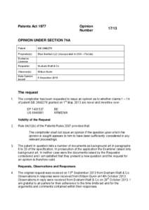 Patents Opinion Number[removed]]