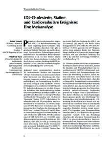 Wissenschaftliches Forum  LDL-Cholesterin, Statine