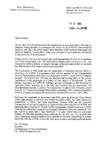 Data Protection - Letter of Frits Bolkestein to US Secretary of State Tom Ridge, Department of Homeland Security, [removed]