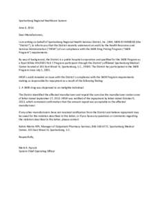 Public Letter from Spartanburg Regional Healthcare System