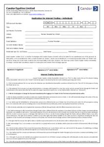 Candor Equities Limited Level 8, South Wing, Millennium House, 46/58, Nawam Mawatha, Colombo 02. Tel: +Fax: +Email:  Website: www.candor-holdings.com  Application for Inter