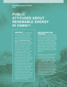 RENEWABLE ENERGY REPORT 2014 PUBLIC ATTITUDES ABOUT RENEWABLE ENERGY