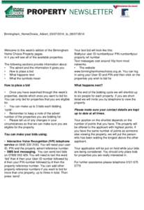 Birmingham_HomeChoice_Advert_03/07/2014_to_08[removed]Welcome to this week’s edition of the Birmingham Home Choice Property pages. In it you will see all of the available properties. The following sections provide inf