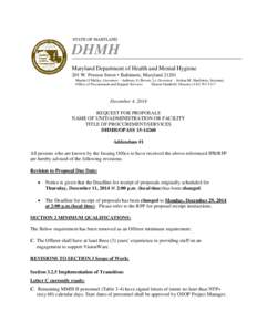 STATE OF MARYLAND  DHMH Maryland Department of Health and Mental Hygiene 201 W. Preston Street • Baltimore, Maryland[removed]Martin O’Malley, Governor – Anthony G. Brown, Lt. Governor – Joshua M. Sharfstein, Secret