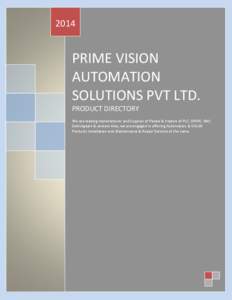 2014  PRIME VISION AUTOMATION SOLUTIONS PVT LTD. PRODUCT DIRECTORY