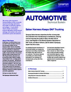 Newsletter for automotive engineers  The mission of the Automotive Technical Bulletin (ATB) is to provide important technology information and insights to automotive engineers