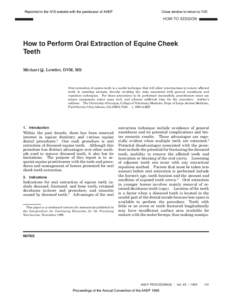 How to Perform Oral Extraction of Equine Cheek Teeth