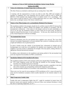 Summary of Notes of 16th Ventilation Installations Liaison Group Meeting 1 (held on[removed]Notices for Submission of Annual Inspection Certificates (AIC) The three Notices (as attached) would be put into use starting