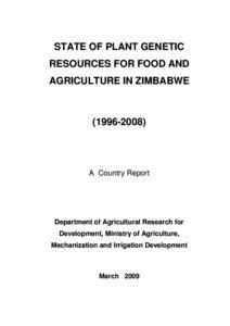 STATE OF PLANT GENETIC RESOURCES FOR FOOD AND AGRICULTURE IN ZIMBABWE