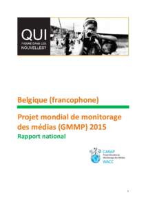 Belgique (francophone) Projet mondial de monitorage des médias (GMMPRapport national  1