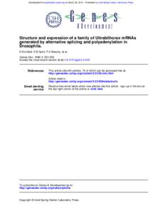 Downloaded from genesdev.cshlp.org on March 28, [removed]Published by Cold Spring Harbor Laboratory Press  Structure and expression of a family of Ultrabithorax mRNAs generated by alternative splicing and polyadenylation i