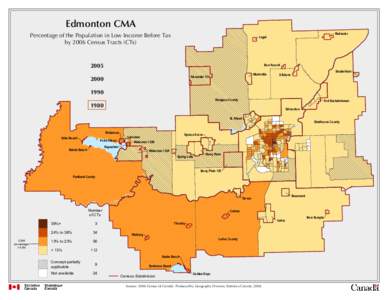 Edmonton CMA Percentage of the Population in Low Income Before Tax by 2006 Census Tracts (CTs) Redwater