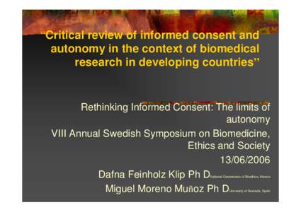 “Critical review of informed consent and autonomy in the context of biomedical research in developing countries”