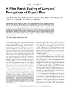 R E G U L A R  A R T I C L E A Pilot Rasch Scaling of Lawyers’ Perceptions of Expert Bias