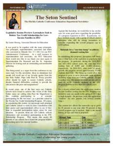 NOVEMBER[removed]ALL SAINTS DAY ISSUE The Seton Sentinel The Florida Catholic Conference Education Department Newsletter