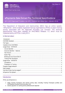 Fact Sheet 4.3 Fact Sheet X.X ePayments Data Extract File Technical Specifications[removed]Approved Providers List (APL) Contract (as varied from 1 January 2014)