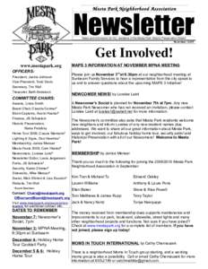 Mesta Park Neighborhood Association  Newsletter News and information for ALL residents of the Mesta Park Historic Preservation District November 2009