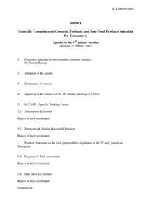 Agenda for Plenary meeting of SCCNFP, [removed]