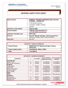 9 mm FX.MSDS(E) Rev. 07 MATERIAL SAFETY DATA SHEET  MANUFACTURER: