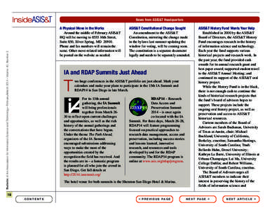 InsideASIS&T  News from ASIS&T Headquarters Bulletin of the Association for Information Science and Technology – February/March 2014 – Volume 40, Number 3