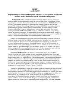 Implementing a Climate and Ecosystem approach to management of hake and sardines in the California Current: a demonstration pr