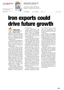 [removed]Iron exports could drive future growth JARROD LUCAS [removed]