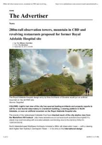 280m-tall observation towers, mountain in CBD and revolving restaurants proposed for former Royal Adelaide Hospital site | The Advertiser