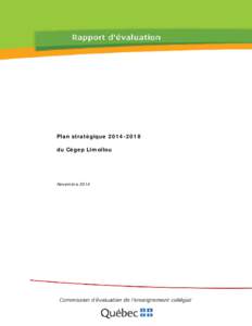 Plan stratégique[removed]du Cégep Limoilou Novembre 2014  Introduction