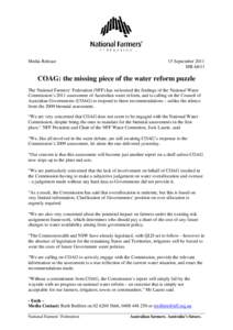 Council of Australian Governments / Chemistry / Water / Water security in Australia / Government of Australia / National Water Commission / Matter