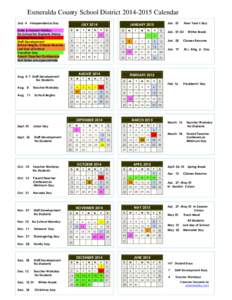 Esmeralda County School District[removed]Calendar July 4 Independence Day  JULY 2014
