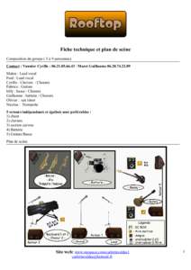 Fiche technique et plan de scène Composition du groupe ( 5 à 9 personnes) Contact : Vannier Cyrille : Maret GuillaumeMalou : Lead vocal Fred : Lead vocal Cyrille : Claviers / Choeurs