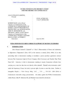 Case 3:16-cvCSH Document 32 FiledPage 1 of 12  IN THE UNITED STATES DISTRICT COURT FOR THE DISTRICT OF CONNECTICUT  ALLCO FINANCE LIMITED,
