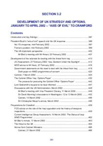 SECTION 3.2 DEVELOPMENT OF UK STRATEGY AND OPTIONS, JANUARY TO APRIL 2002 – “AXIS OF EVIL” TO CRAWFORD Contents Introduction and key findings ....................................................................